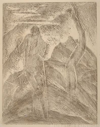 Female Figure in Bleak Landscape