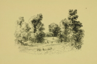 Untitled (Landscape with House and Three Animals Grazing)