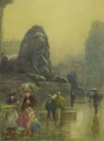 LANDSEER'S LIONS BENEATH NELSON'S MONUMENT, TRAFALGAR SQUARE