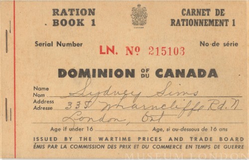 Ration Book 1 LN No. 215103