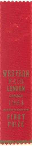 Western Fair, First Prize Ribbon for Rug Hooked Wool Material