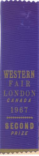 Western Fair, Second Prize Ribbon for Tea Cloth, Embroidered