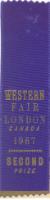 Western Fair, Second Prize Ribbon for Tea Cloth, Embroidered