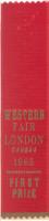 Western Fair, First Prize Ribbon for Tea Cloth, Embroidered