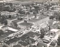 City street with unidentified factory, 1950 (Hanover, Ontario)