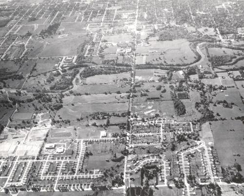 Aerial View of  Stoneybrook Subdivision (Major arteries are Adelaide and Fanshawe Park Rd and you can see the Adelaide Street N. Bridge crossing the Thames River.)
