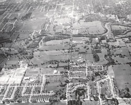 Aerial View of  Stoneybrook Subdivision (Major arteries are Adelaide and Fanshawe Park Rd and you can see the Adelaide Street N. Bridge crossing the Thames River.)