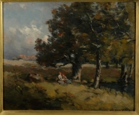 TWO FIGURES UNDER BEECH TREES