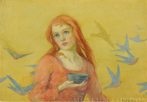 GIRL WITH RED HAIR AND RED DRESS
