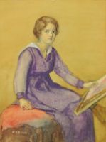 SELF PORTRAIT AT EASEL AGED SEVENTEEN