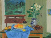 FLOWERS AND EASEL