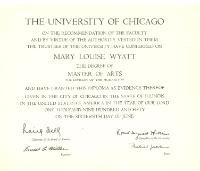Louise Wyatt's Master of Arts Diploma
