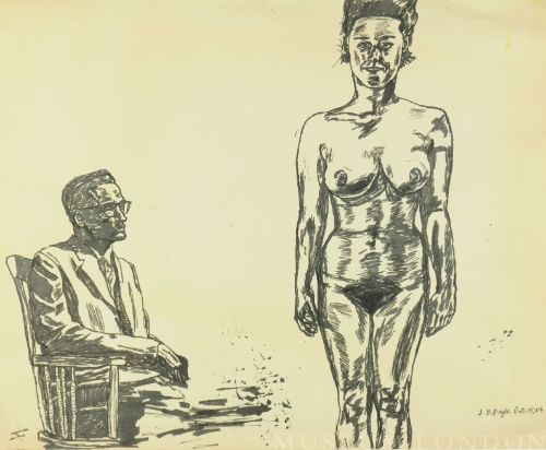 UNTITLED: SEATED MAN AND NUDE FEMALE