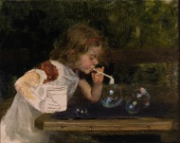 untitled sketch [girl blowing bubbles]