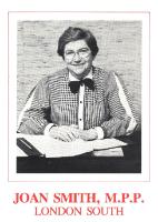 Joan Smith, MPP, London South, “Town Meeting” dates and location card
