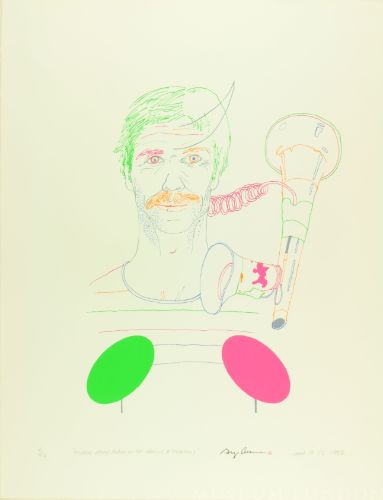 MIddle Aged Man with Horn & Symbols