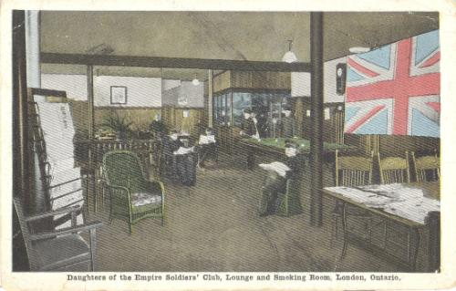 "Daughters of the Empire Soldiers' Club, Lounge and Smoking Room, London, Ontario."