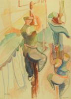 MEN ON TELEPHONE POLES