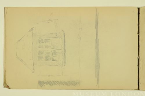PAUL PEEL SKETCHBOOK: WINDOW AND ROOF STUDY WITH BOTTLE