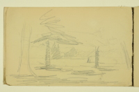 PAUL PEEL SKETCHBOOK: TREED LANDSCAPE WITH BARN IN DISTANCE