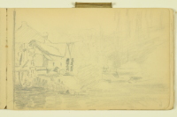 PAUL PEEL SKETCHBOOK: MILL BUILDINGS WITH MILL WHEEL AND STREAM