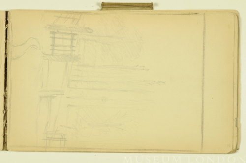 PAUL PEEL SKETCHBOOK: FENCE AND GATE WITH VERTICAL LANDSCAPE