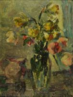 STUDY OF FLOWERS IN A GLASS VASE