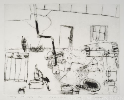 SCRAPING AND DRYING SKINS, ROY M'S HOUSE