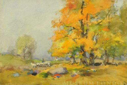 AUTUMN LANDSCAPE WITH SHEEP