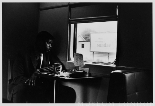 Man in a Bar Car (CNR Train), Between London and Windsor, ON