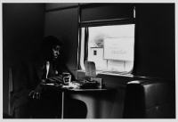 Man in a Bar Car (CNR Train), Between London and Windsor, ON