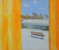 MARGIN SERIES #4, EMPTY BENCH, THAMES RIVER, LONDON, ONTARIO