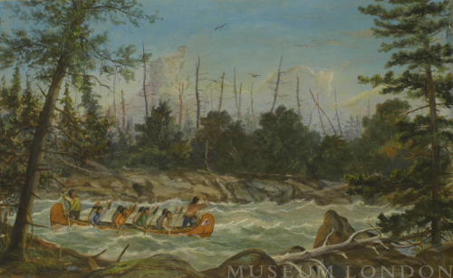 INDIANS IN TRADE CANOE, KAMINISTIQUIA RIVER
