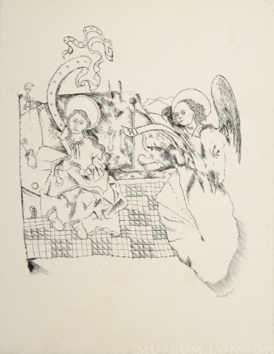 LOOSELY AFTER THE ANNUNCIATION BY THE MASTER OF THE BANDEROLES