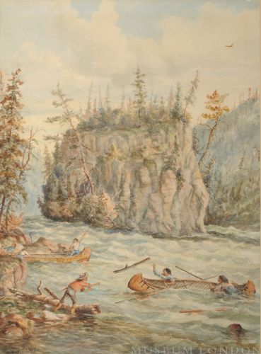 INDIANS IN TROUBLE, SHOOTING RAPIDS, NIPIGON RIVER ISLAND RAPIDS
