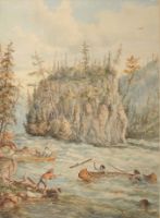 INDIANS IN TROUBLE, SHOOTING RAPIDS, NIPIGON RIVER ISLAND RAPIDS