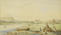 OJIBWAY INDIANS AT HUDSON'S BAY POST, FORT THUNDER BAY