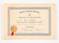 Document, Diploma of Graduation from the Sacred Heart Commercial School