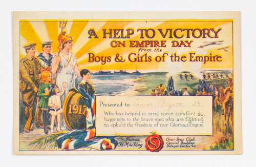 "A Help to VIctory on Empire Day", Certificate Presented to Louise Wyatt