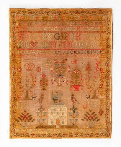 Alphabet and Nature Motif Needlework Sampler