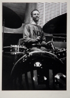 IN THE CHLO STUDIO.  GREG CURNOE ON DRUMS, OCTOBER 1966