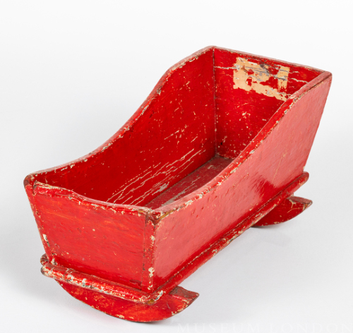 Red Painted Doll Cradle
