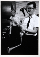 IN THE CHLO STUDIO.  ART PRATTEN, JOHN BOYLE, OCTOBER 1966