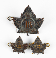WWI 18th Battalian Cap and Shoulder Badges