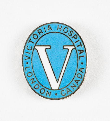 Blue and White "V" Pin