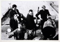 ROOF OF GREG'S STUDIO, KING STREET.  JOHN BOYLE, MURRAY FAVRO, HUGH MCINTYRE, ART PRATTEN, GREG CURNOE, BILL EXLEY, MAY 1966