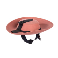 Wide Brimmed Pink Hat with Black Ribbon