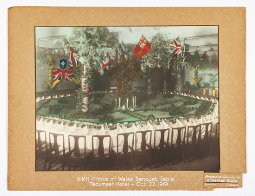 H. R. H. Prince of Wales Banquet table, Tecumseh Hotel, October 22, 1919.