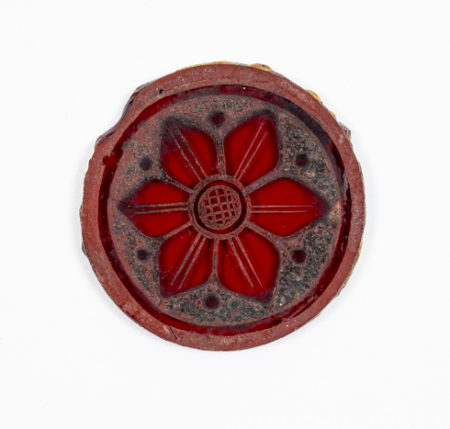 Red Glass Window Fragment, Houses of Parliament, England