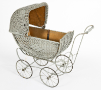 Grey Wicker Doll Carriage